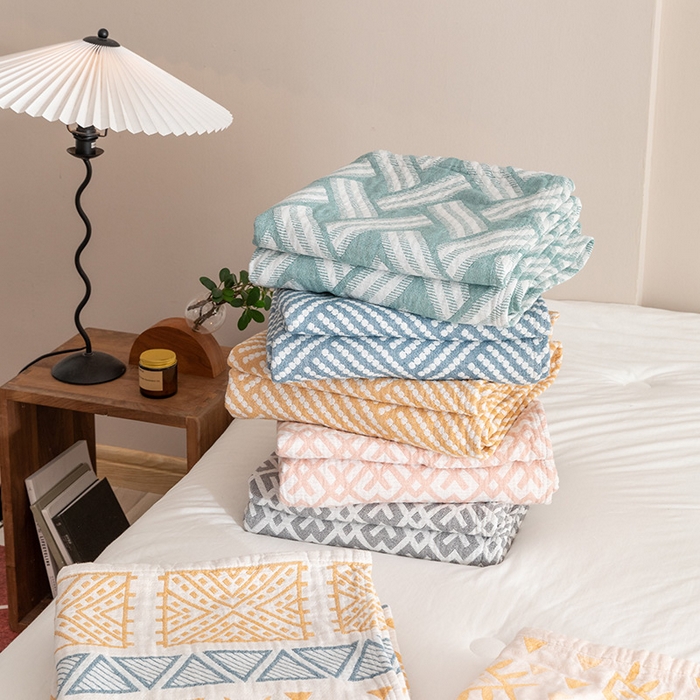 91家纺网 家纺一手货源 找家纺 （总）朴尔家纺-毛巾被 2026春夏新款塞尚风格全棉纯棉水洗棉三层纱布毛巾被夏凉被空调被-经典款常年备货