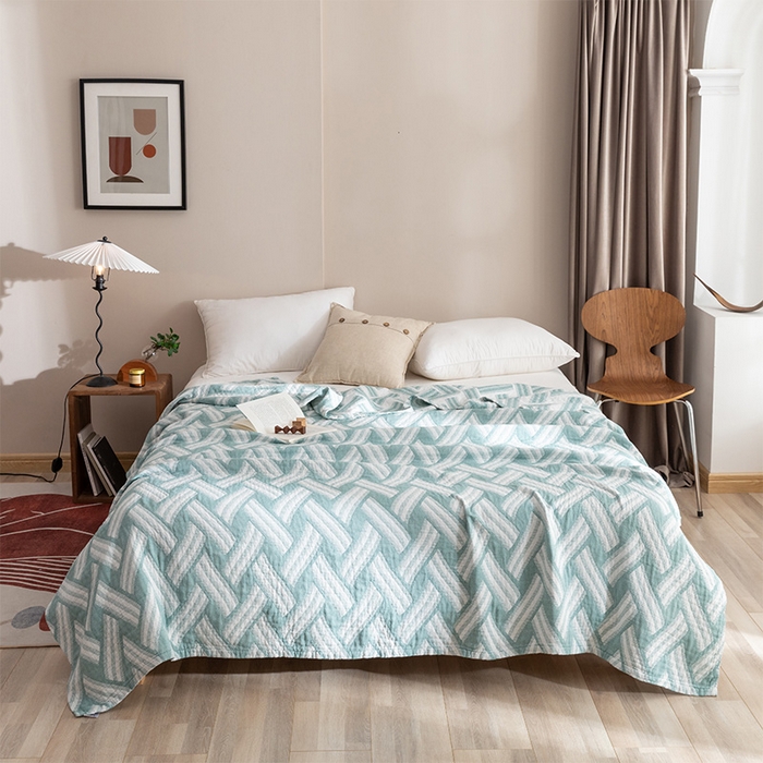 91家纺网 家纺一手货源 找家纺 （总）朴尔家纺-毛巾被 2026春夏新款塞尚风格全棉纯棉水洗棉三层纱布毛巾被夏凉被空调被-经典款常年备货