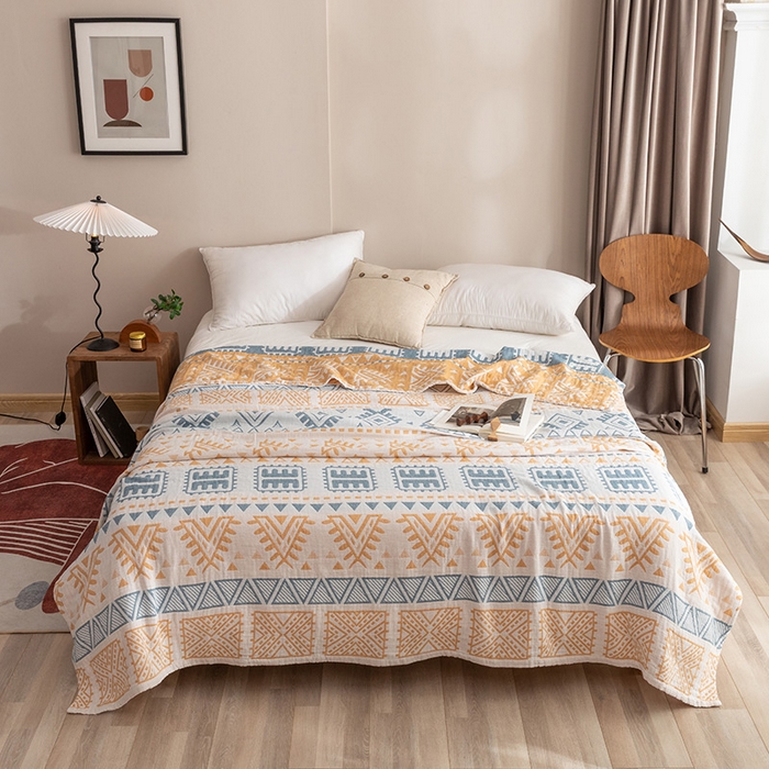 91家纺网 家纺一手货源 找家纺 （总）朴尔家纺-毛巾被 2026春夏新款塞尚风格全棉纯棉水洗棉三层纱布毛巾被夏凉被空调被-经典款常年备货