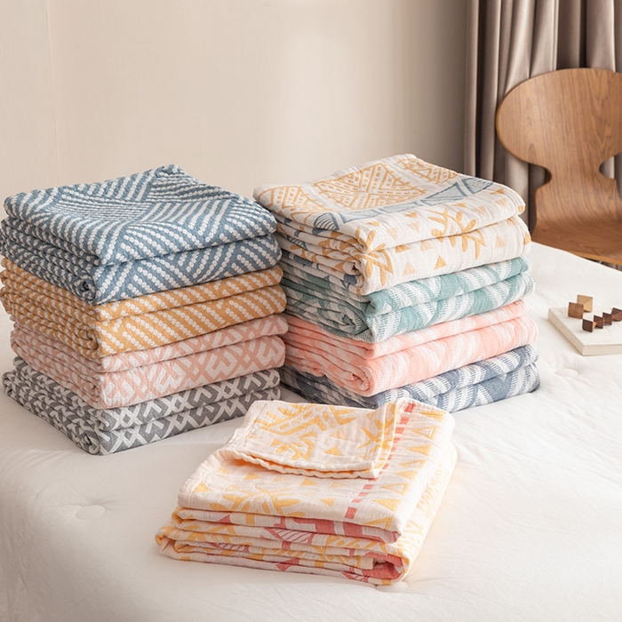 91家纺网 家纺一手货源 找家纺 （总）朴尔家纺-毛巾被 2026春夏新款塞尚风格全棉纯棉水洗棉三层纱布毛巾被夏凉被空调被-经典款常年备货