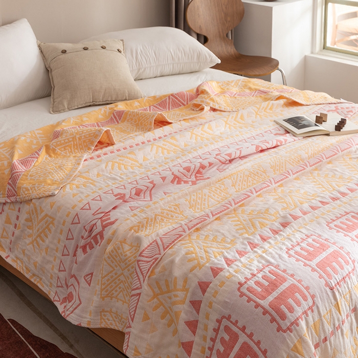 91家纺网 家纺一手货源 找家纺 朴尔家纺-毛巾被 2026春夏新款塞尚风格全棉纯棉水洗棉三层纱布毛巾被夏凉被空调被-经典款常年备货 西雅图-粉