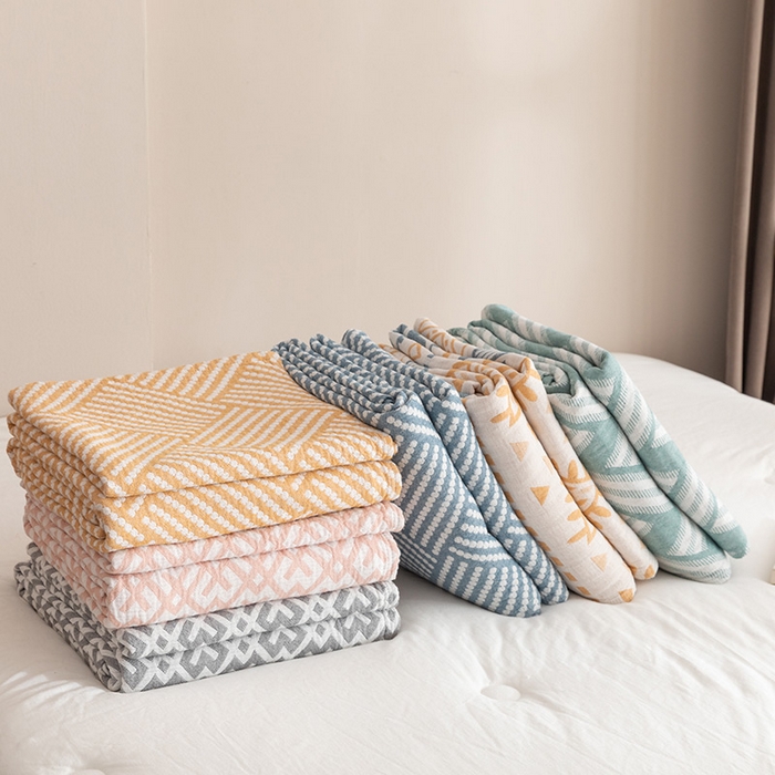 91家纺网 家纺一手货源 找家纺 朴尔家纺-毛巾被 2026春夏新款塞尚风格全棉纯棉水洗棉三层纱布毛巾被夏凉被空调被-经典款常年备货 组合图仅供展示不可下单