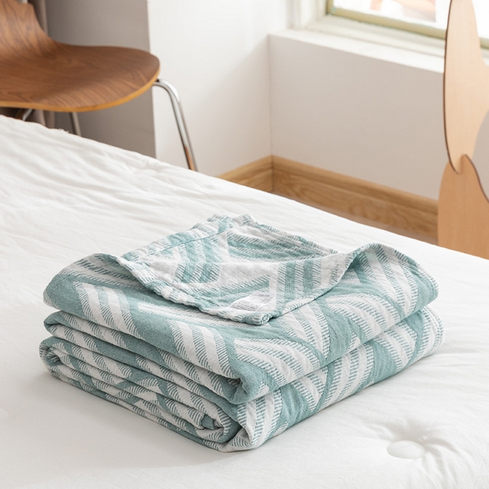 91家纺网 家纺一手货源 找家纺 朴尔家纺-毛巾被 2026春夏新款塞尚风格全棉纯棉水洗棉三层纱布毛巾被夏凉被空调被-经典款常年备货 格里尼-绿