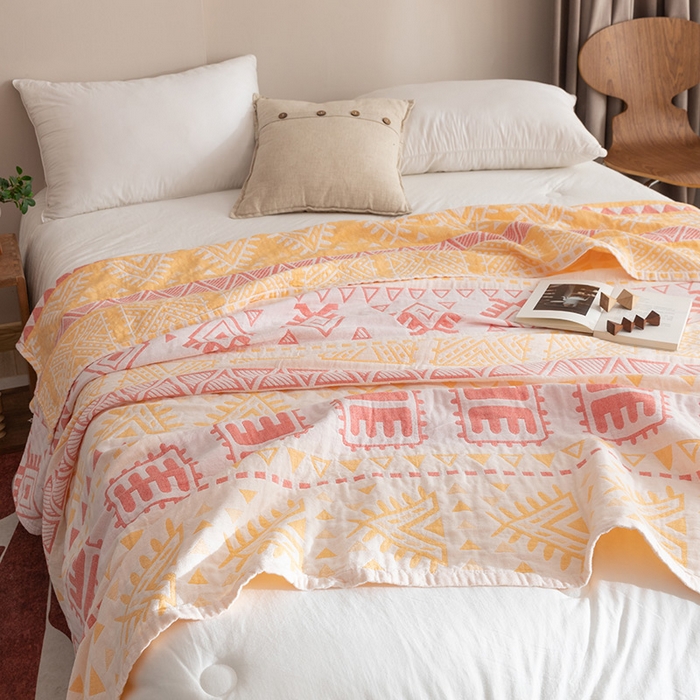 91家纺网 家纺一手货源 找家纺 朴尔家纺-毛巾被 2026春夏新款塞尚风格全棉纯棉水洗棉三层纱布毛巾被夏凉被空调被-经典款常年备货 西雅图-粉