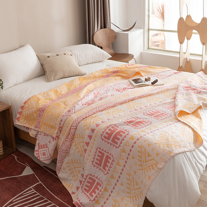 91家纺网 家纺一手货源 找家纺 朴尔家纺-毛巾被 2026春夏新款塞尚风格全棉纯棉水洗棉三层纱布毛巾被夏凉被空调被-经典款常年备货 西雅图-粉