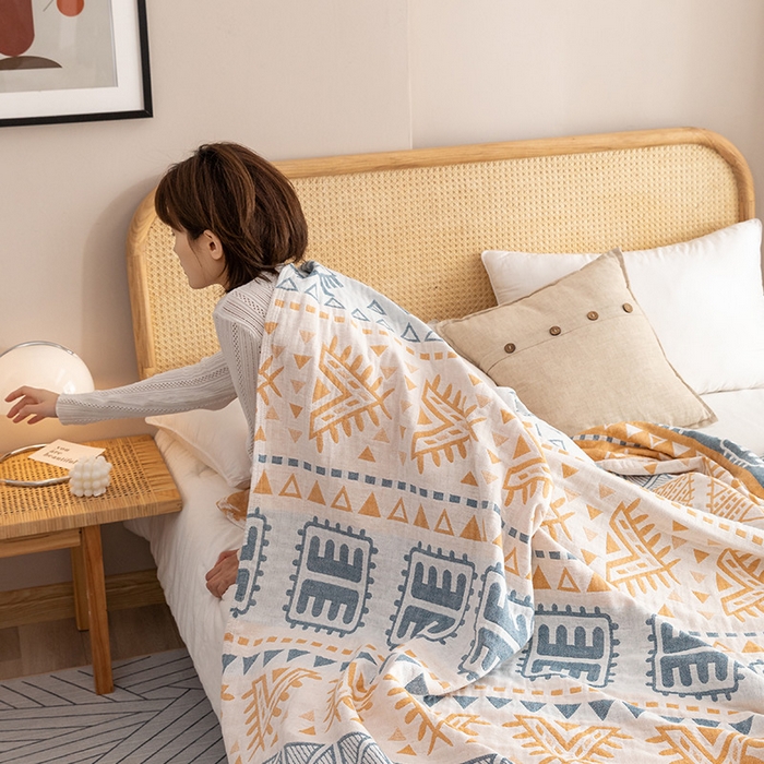 91家纺网 家纺一手货源 找家纺 朴尔家纺-毛巾被 2026春夏新款塞尚风格全棉纯棉水洗棉三层纱布毛巾被夏凉被空调被-经典款常年备货 西雅图-兰