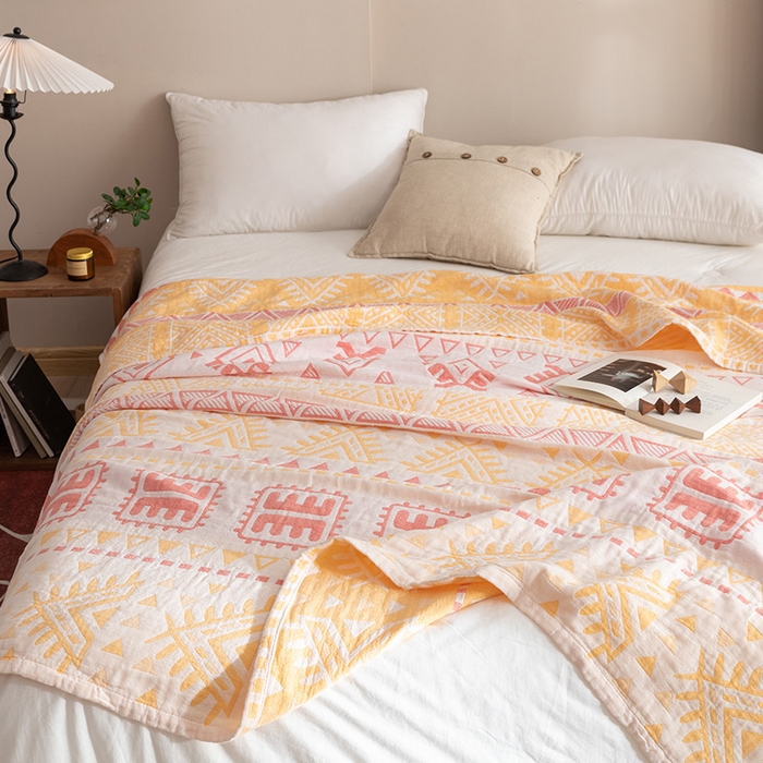 91家纺网 家纺一手货源 找家纺 朴尔家纺-毛巾被 2026春夏新款塞尚风格全棉纯棉水洗棉三层纱布毛巾被夏凉被空调被-经典款常年备货 西雅图-粉