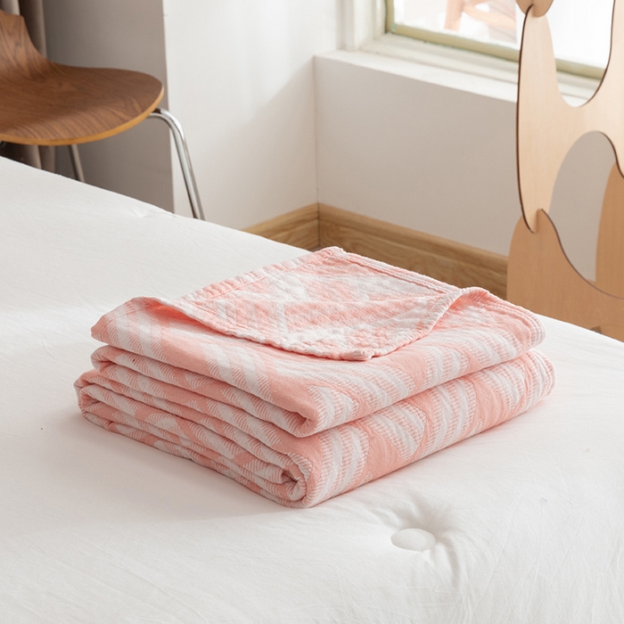 91家纺网 家纺一手货源 找家纺 朴尔家纺-毛巾被 2026春夏新款塞尚风格全棉纯棉水洗棉三层纱布毛巾被夏凉被空调被-经典款常年备货 格里尼-粉