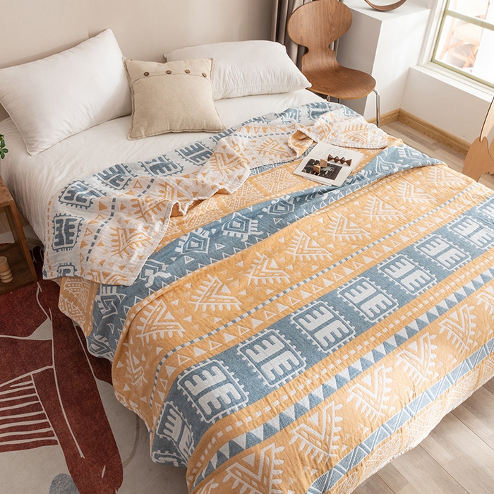 91家纺网 家纺一手货源 找家纺 朴尔家纺-毛巾被 2026春夏新款塞尚风格全棉纯棉水洗棉三层纱布毛巾被夏凉被空调被-经典款常年备货 西雅图-兰