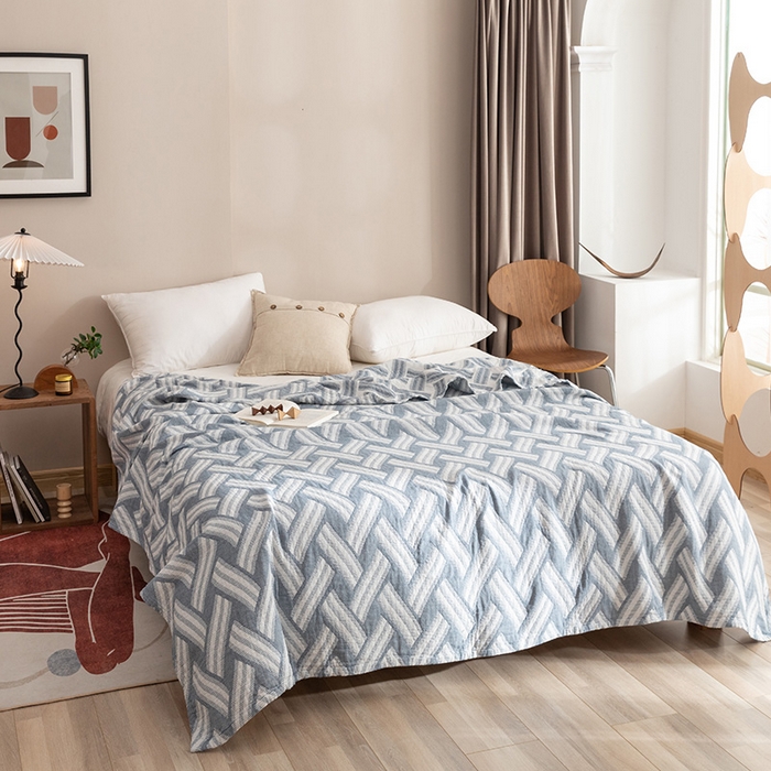 91家纺网 家纺一手货源 找家纺 朴尔家纺-毛巾被 2026春夏新款塞尚风格全棉纯棉水洗棉三层纱布毛巾被夏凉被空调被-经典款常年备货 格里尼-灰