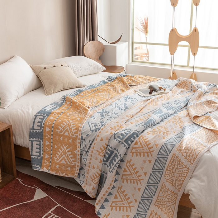 91家纺网 家纺一手货源 找家纺 朴尔家纺-毛巾被 2026春夏新款塞尚风格全棉纯棉水洗棉三层纱布毛巾被夏凉被空调被-经典款常年备货 西雅图-兰