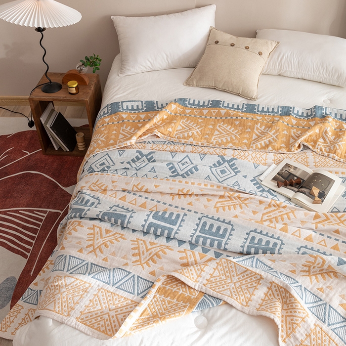 91家纺网 家纺一手货源 找家纺 朴尔家纺-毛巾被 2026春夏新款塞尚风格全棉纯棉水洗棉三层纱布毛巾被夏凉被空调被-经典款常年备货 西雅图-兰