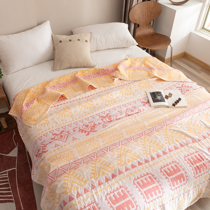 91家纺网 家纺一手货源 找家纺 朴尔家纺-毛巾被 2026春夏新款塞尚风格全棉纯棉水洗棉三层纱布毛巾被夏凉被空调被-经典款常年备货 西雅图-粉