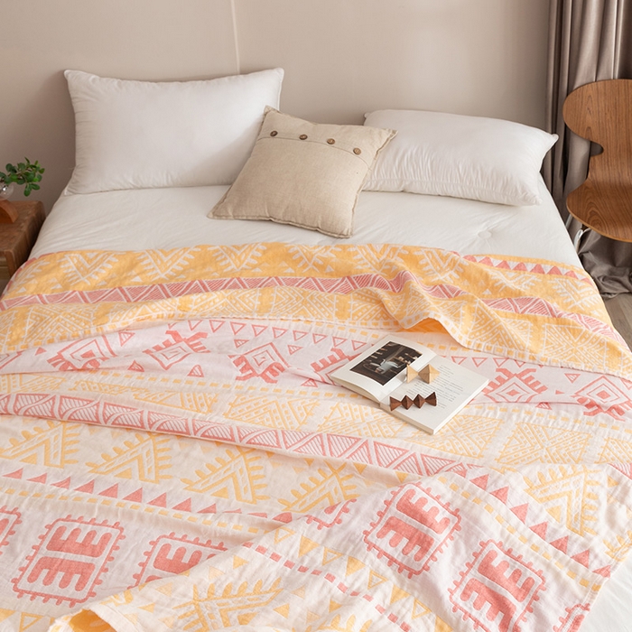 91家纺网 家纺一手货源 找家纺 朴尔家纺-毛巾被 2026春夏新款塞尚风格全棉纯棉水洗棉三层纱布毛巾被夏凉被空调被-经典款常年备货 西雅图-粉