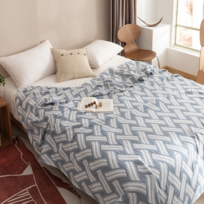 91家纺网 家纺一手货源 找家纺 朴尔家纺-毛巾被 2026春夏新款塞尚风格全棉纯棉水洗棉三层纱布毛巾被夏凉被空调被-经典款常年备货 格里尼-灰