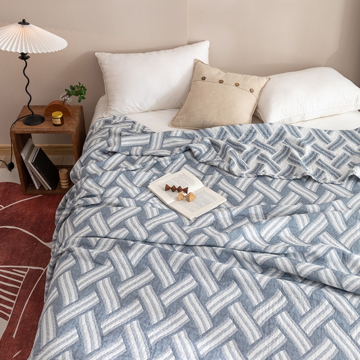 91家纺网 家纺一手货源 找家纺 朴尔家纺-毛巾被 2026春夏新款塞尚风格全棉纯棉水洗棉三层纱布毛巾被夏凉被空调被-经典款常年备货 格里尼-灰