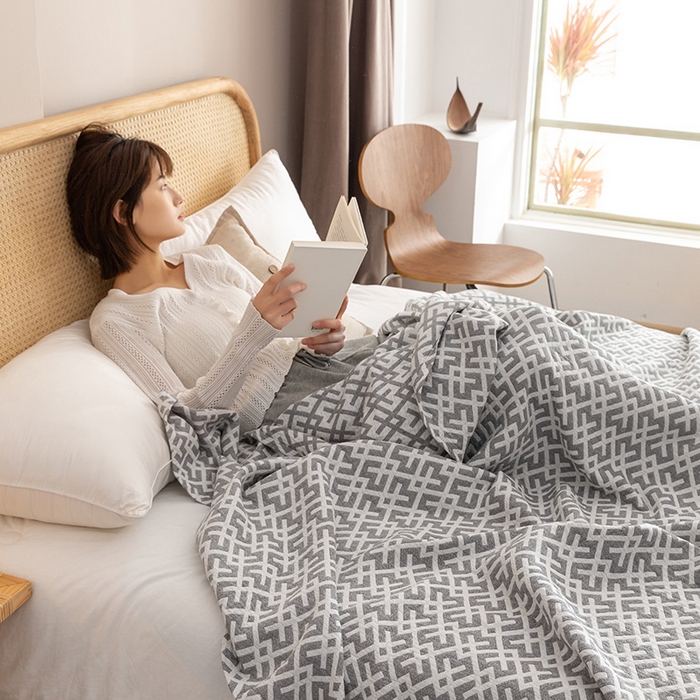 91家纺网 家纺一手货源 找家纺 朴尔家纺-毛巾被 2026春夏新款塞尚风格全棉纯棉水洗棉三层纱布毛巾被夏凉被空调被-经典款常年备货 格林-灰