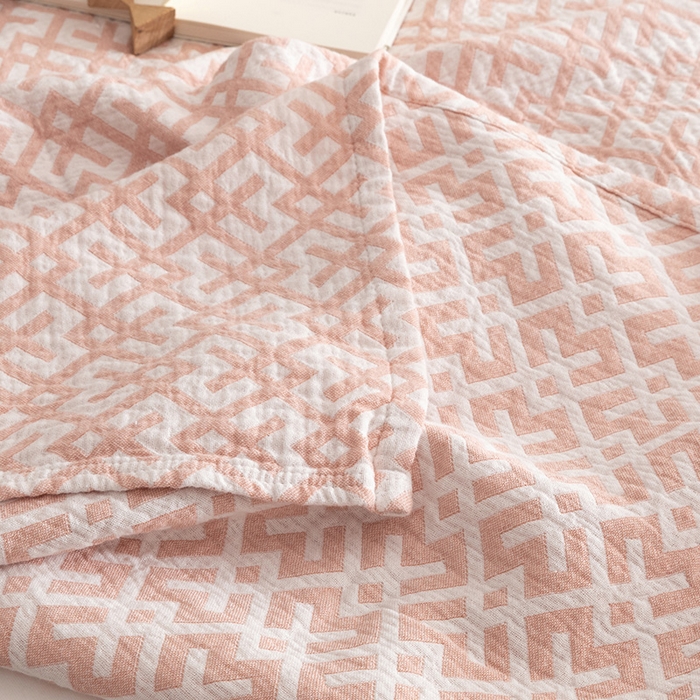 91家纺网 家纺一手货源 找家纺 朴尔家纺-毛巾被 2026春夏新款塞尚风格全棉纯棉水洗棉三层纱布毛巾被夏凉被空调被-经典款常年备货 格林-粉