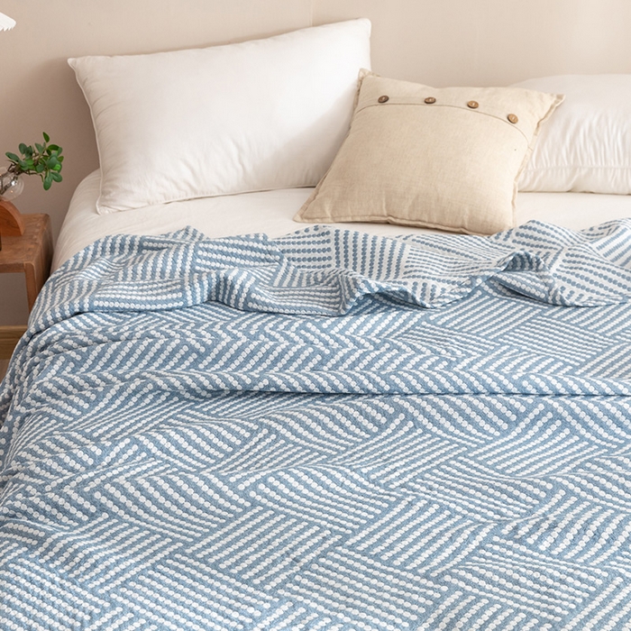 91家纺网 家纺一手货源 找家纺 朴尔家纺-毛巾被 2026春夏新款塞尚风格全棉纯棉水洗棉三层纱布毛巾被夏凉被空调被-经典款常年备货 慕斯-蓝