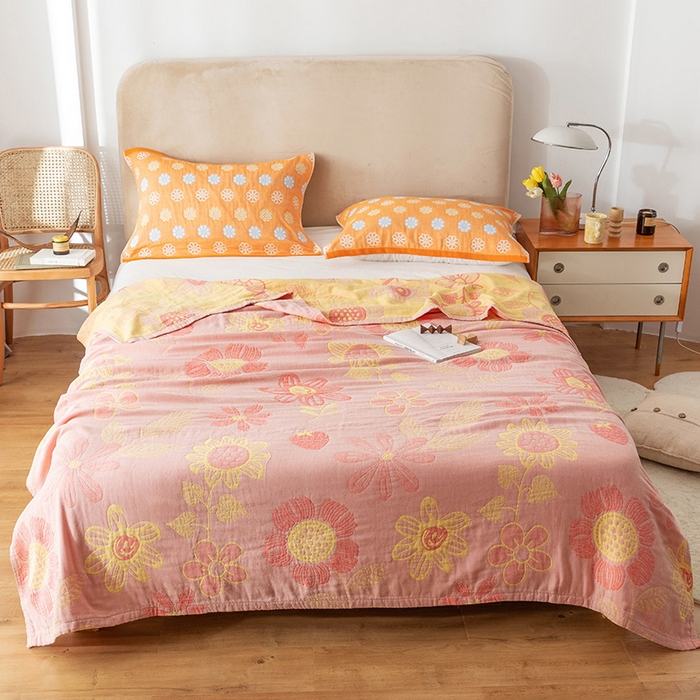 91家纺网 家纺一手货源 找家纺 （总）朴尔家纺-毛巾被 2026春夏新款四层韩版碎花风全棉纯棉纱布毛巾被夏被夏凉被空调被-经典款常年备货