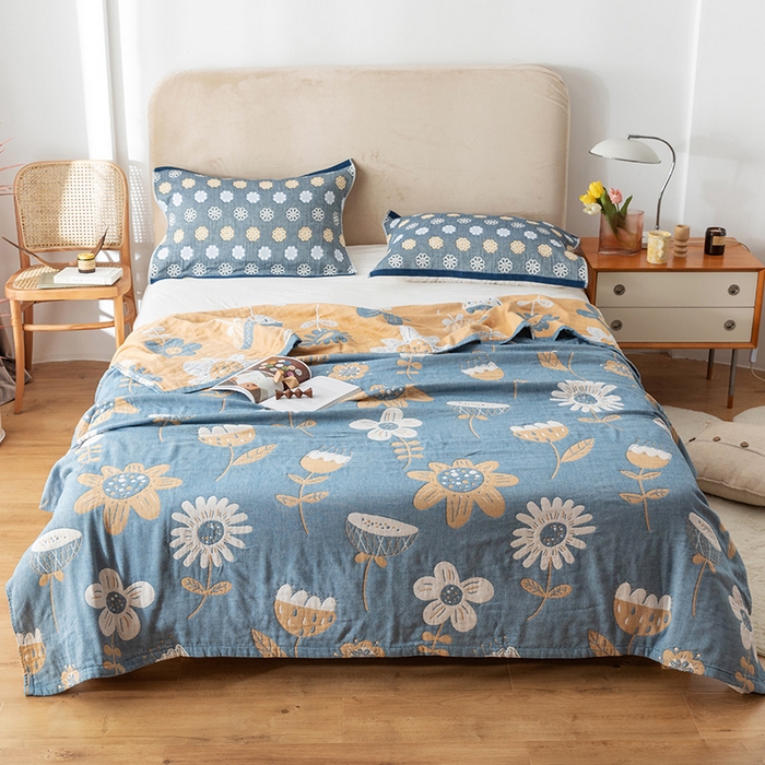 91家纺网 家纺一手货源 找家纺 （总）朴尔家纺-毛巾被 2026春夏新款四层韩版碎花风全棉纯棉纱布毛巾被夏被夏凉被空调被-经典款常年备货