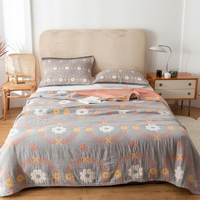 91家纺网 家纺一手货源 找家纺 （总）朴尔家纺-毛巾被 2026春夏新款四层韩版碎花风全棉纯棉纱布毛巾被夏被夏凉被空调被-经典款常年备货