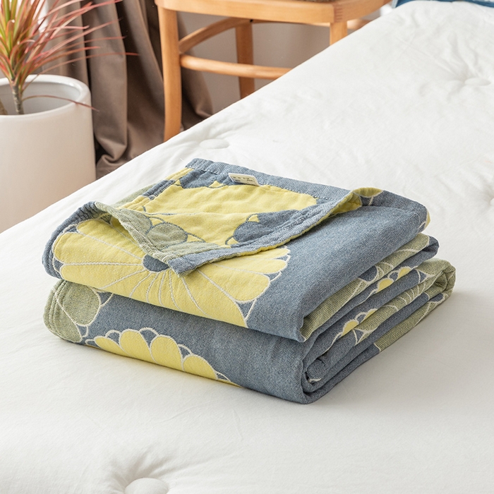 91家纺网 家纺一手货源 找家纺 朴尔家纺-毛巾被 2026春夏新款四层韩版碎花风全棉纯棉纱布毛巾被夏被夏凉被空调被-经典款常年备货 橘子物语-深灰