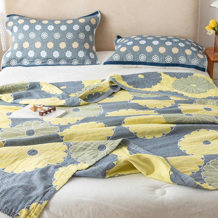 91家纺网 家纺一手货源 找家纺 朴尔家纺-毛巾被 2026春夏新款四层韩版碎花风全棉纯棉纱布毛巾被夏被夏凉被空调被-经典款常年备货 橘子物语-深灰