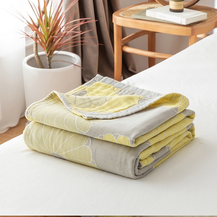 91家纺网 家纺一手货源 找家纺 朴尔家纺-毛巾被 2026春夏新款四层韩版碎花风全棉纯棉纱布毛巾被夏被夏凉被空调被-经典款常年备货 橘子物语-浅灰