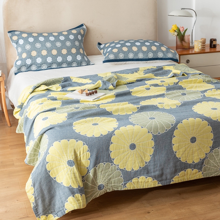 91家纺网 家纺一手货源 找家纺 朴尔家纺-毛巾被 2026春夏新款四层韩版碎花风全棉纯棉纱布毛巾被夏被夏凉被空调被-经典款常年备货 橘子物语-深灰