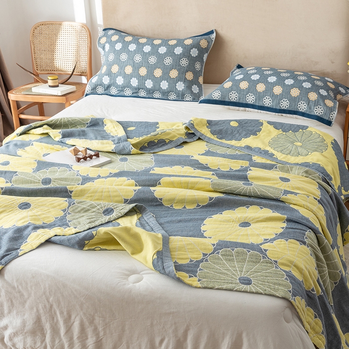 91家纺网 家纺一手货源 找家纺 朴尔家纺-毛巾被 2026春夏新款四层韩版碎花风全棉纯棉纱布毛巾被夏被夏凉被空调被-经典款常年备货 橘子物语-深灰