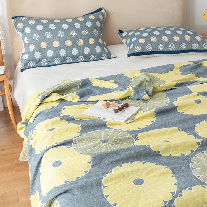 91家纺网 家纺一手货源 找家纺 朴尔家纺-毛巾被 2026春夏新款四层韩版碎花风全棉纯棉纱布毛巾被夏被夏凉被空调被-经典款常年备货 橘子物语-深灰