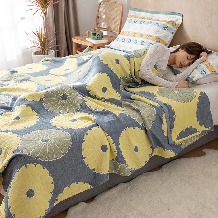 91家纺网 家纺一手货源 找家纺 朴尔家纺-毛巾被 2026春夏新款四层韩版碎花风全棉纯棉纱布毛巾被夏被夏凉被空调被-经典款常年备货 橘子物语-深灰