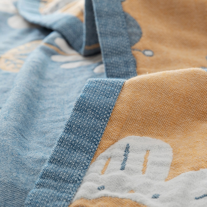 91家纺网 家纺一手货源 找家纺 朴尔家纺-毛巾被 2026春夏新款四层韩版碎花风全棉纯棉纱布毛巾被夏被夏凉被空调被-经典款常年备货 清新夏日-蓝