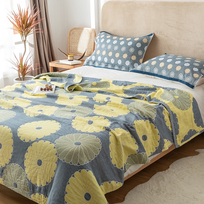 91家纺网 家纺一手货源 找家纺 朴尔家纺-毛巾被 2026春夏新款四层韩版碎花风全棉纯棉纱布毛巾被夏被夏凉被空调被-经典款常年备货 橘子物语-深灰