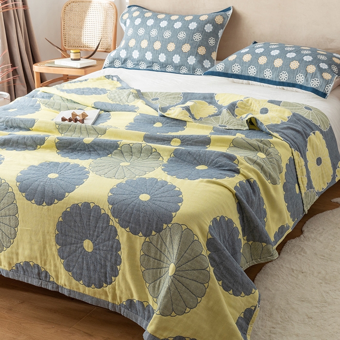 91家纺网 家纺一手货源 找家纺 朴尔家纺-毛巾被 2026春夏新款四层韩版碎花风全棉纯棉纱布毛巾被夏被夏凉被空调被-经典款常年备货 橘子物语-深灰