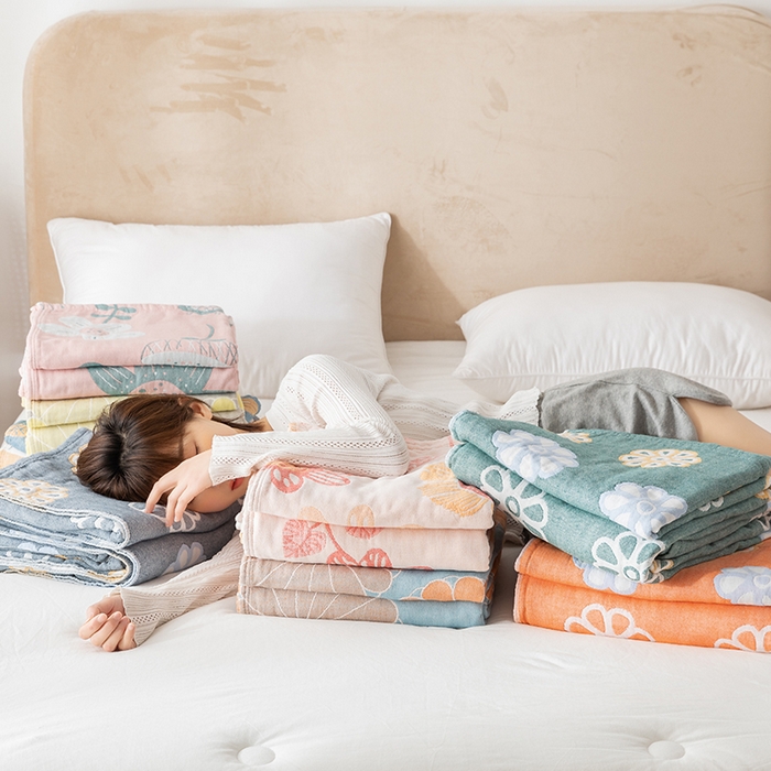 91家纺网 家纺一手货源 找家纺 朴尔家纺-毛巾被 2026春夏新款四层韩版碎花风全棉纯棉纱布毛巾被夏被夏凉被空调被-经典款常年备货 组合图仅供展示不可下单