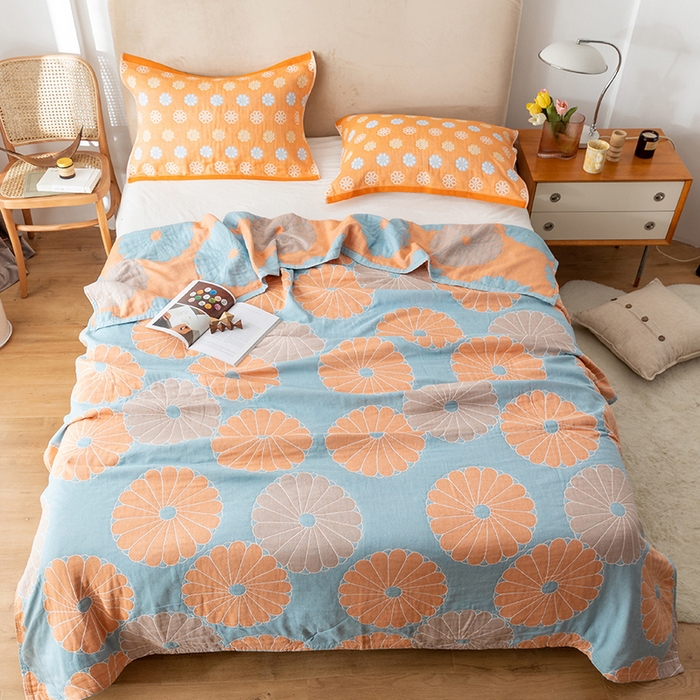 91家纺网 家纺一手货源 找家纺 朴尔家纺-毛巾被 2026春夏新款四层韩版碎花风全棉纯棉纱布毛巾被夏被夏凉被空调被-经典款常年备货 橘子物语-兰