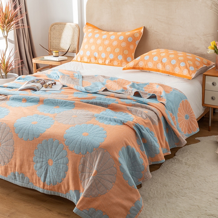 91家纺网 家纺一手货源 找家纺 朴尔家纺-毛巾被 2026春夏新款四层韩版碎花风全棉纯棉纱布毛巾被夏被夏凉被空调被-经典款常年备货 橘子物语-兰