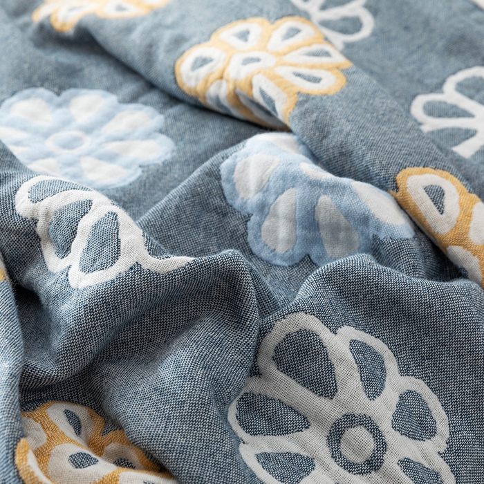 91家纺网 家纺一手货源 找家纺 朴尔家纺-毛巾被 2026春夏新款四层韩版碎花风全棉纯棉纱布毛巾被夏被夏凉被空调被-经典款常年备货 曼陀罗-灰