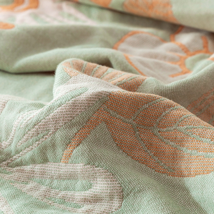 91家纺网 家纺一手货源 找家纺 朴尔家纺-毛巾被 2026春夏新款四层韩版碎花风全棉纯棉纱布毛巾被夏被夏凉被空调被-经典款常年备货 向日花开-绿