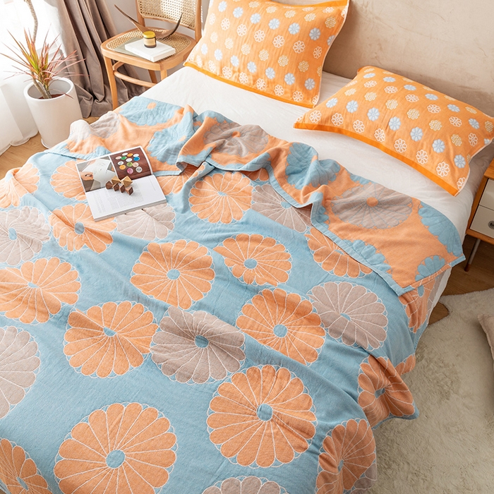 91家纺网 家纺一手货源 找家纺 朴尔家纺-毛巾被 2026春夏新款四层韩版碎花风全棉纯棉纱布毛巾被夏被夏凉被空调被-经典款常年备货 橘子物语-兰