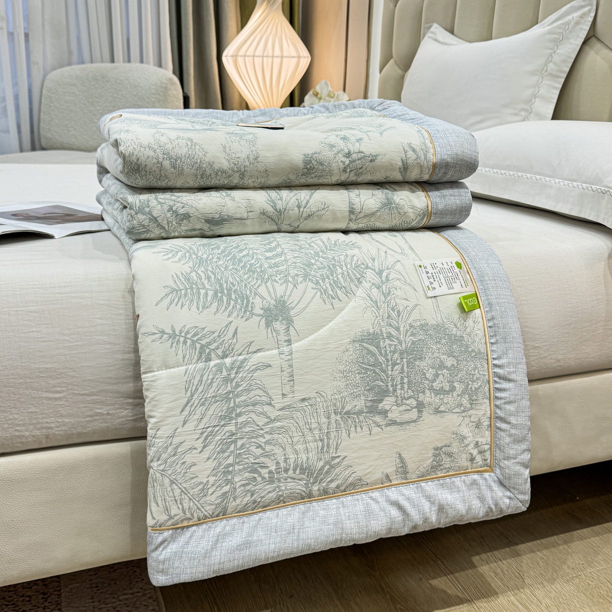 91家纺网 家纺一手货源 找家纺 心悦家纺 2026新款柔丝绵印花夏凉被空调被夏被系列 浅影兰