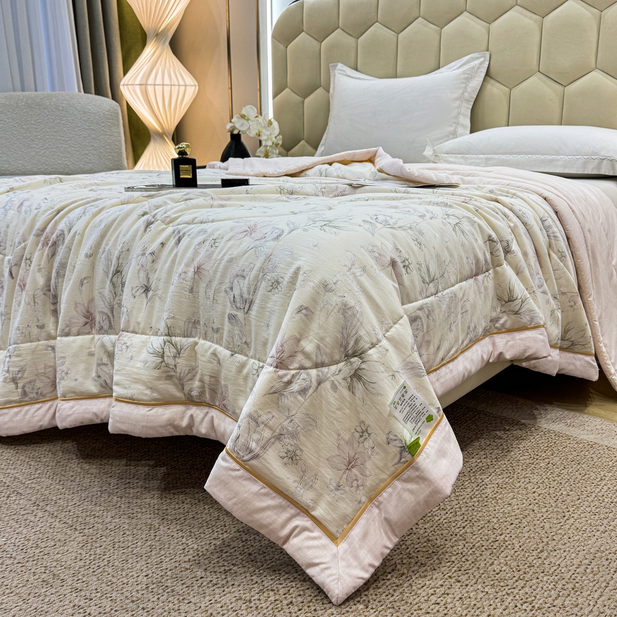 91家纺网 家纺一手货源 找家纺 心悦家纺 2026新款柔丝绵印花夏凉被空调被夏被系列 烂漫花季