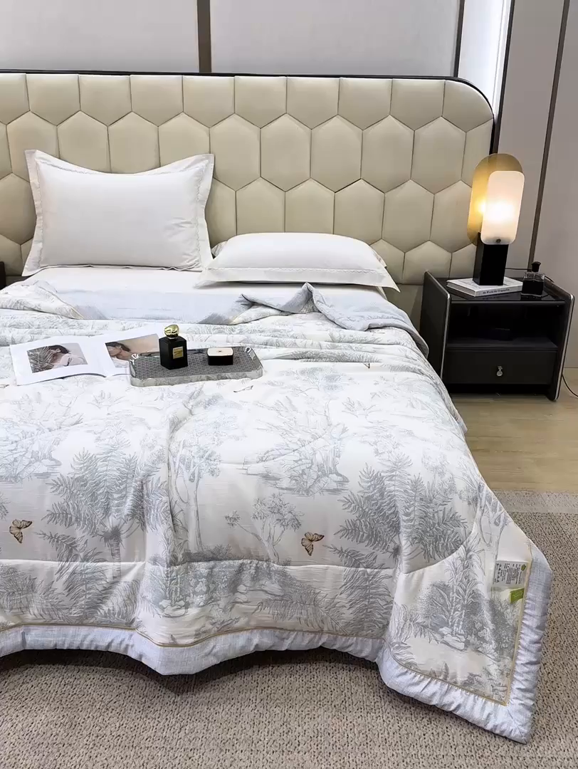 91家纺网 家纺一手货源 找家纺 心悦家纺 2026新款柔丝绵印花夏凉被空调被夏被系列 浅影兰