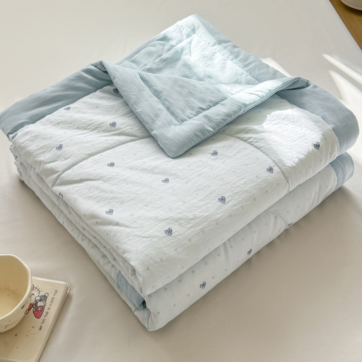 心悦家纺 2026新款小棉绸印花夏凉被空调被夏被系列 心相印兰