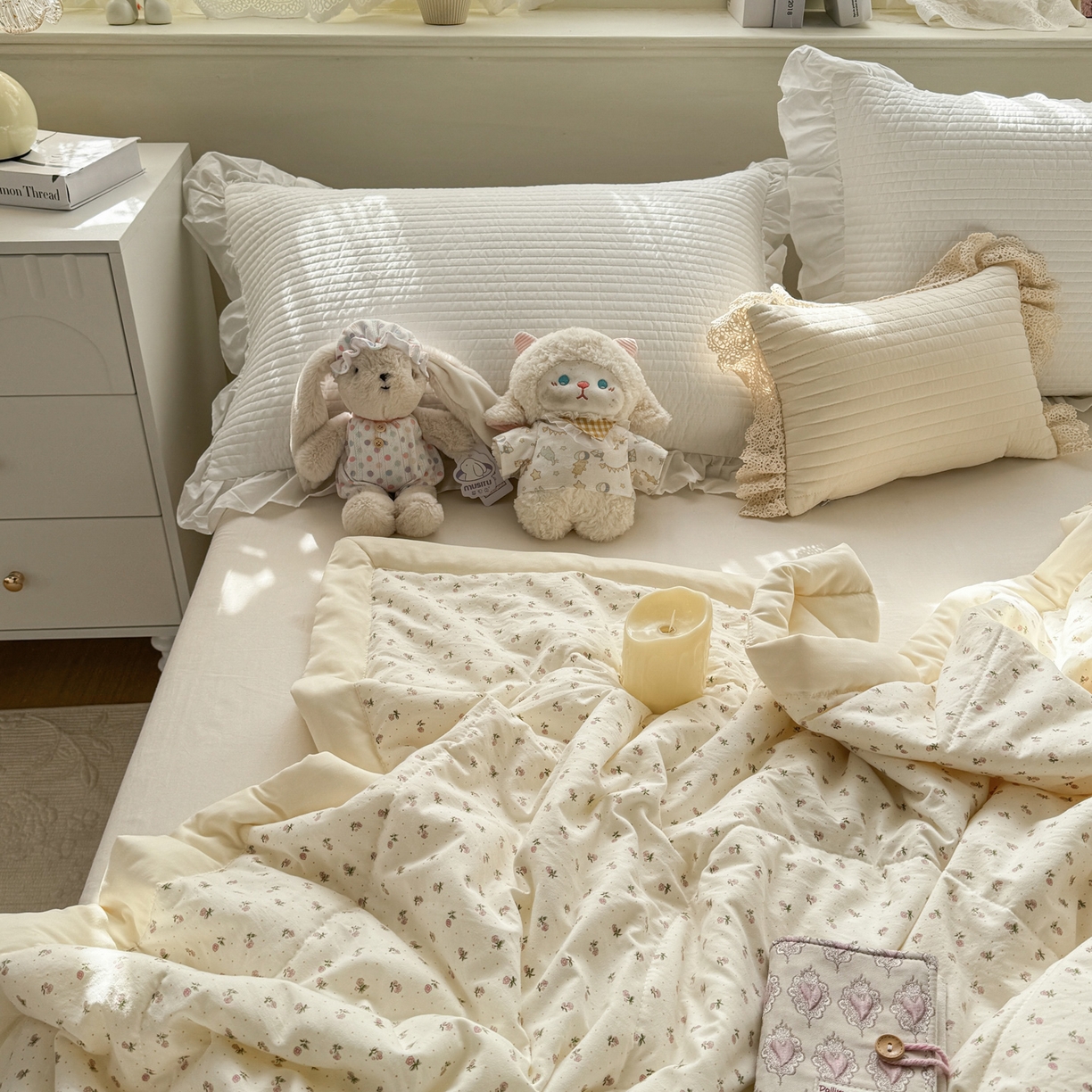 91家纺网 家纺一手货源 找家纺 心悦家纺 2026新款小棉绸印花夏凉被空调被夏被系列 悠然玫瑰