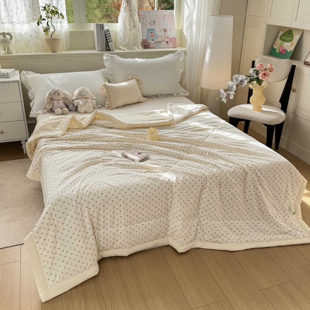 91家纺网 家纺一手货源 找家纺 心悦家纺 2026新款小棉绸印花夏凉被空调被夏被系列 悠然玫瑰