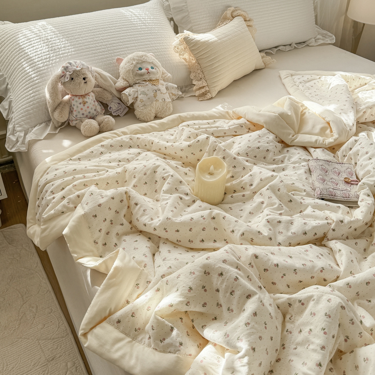 91家纺网 家纺一手货源 找家纺 心悦家纺 2026新款小棉绸印花夏凉被空调被夏被系列 悠然玫瑰