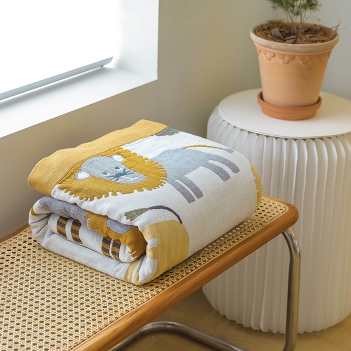 91家纺网 家纺一手货源 找家纺 （总）朴尔家纺-毛巾被 2026春夏新款调皮风宽边加厚透气全棉纯棉四层纱布毛巾被夏被夏凉被空调被